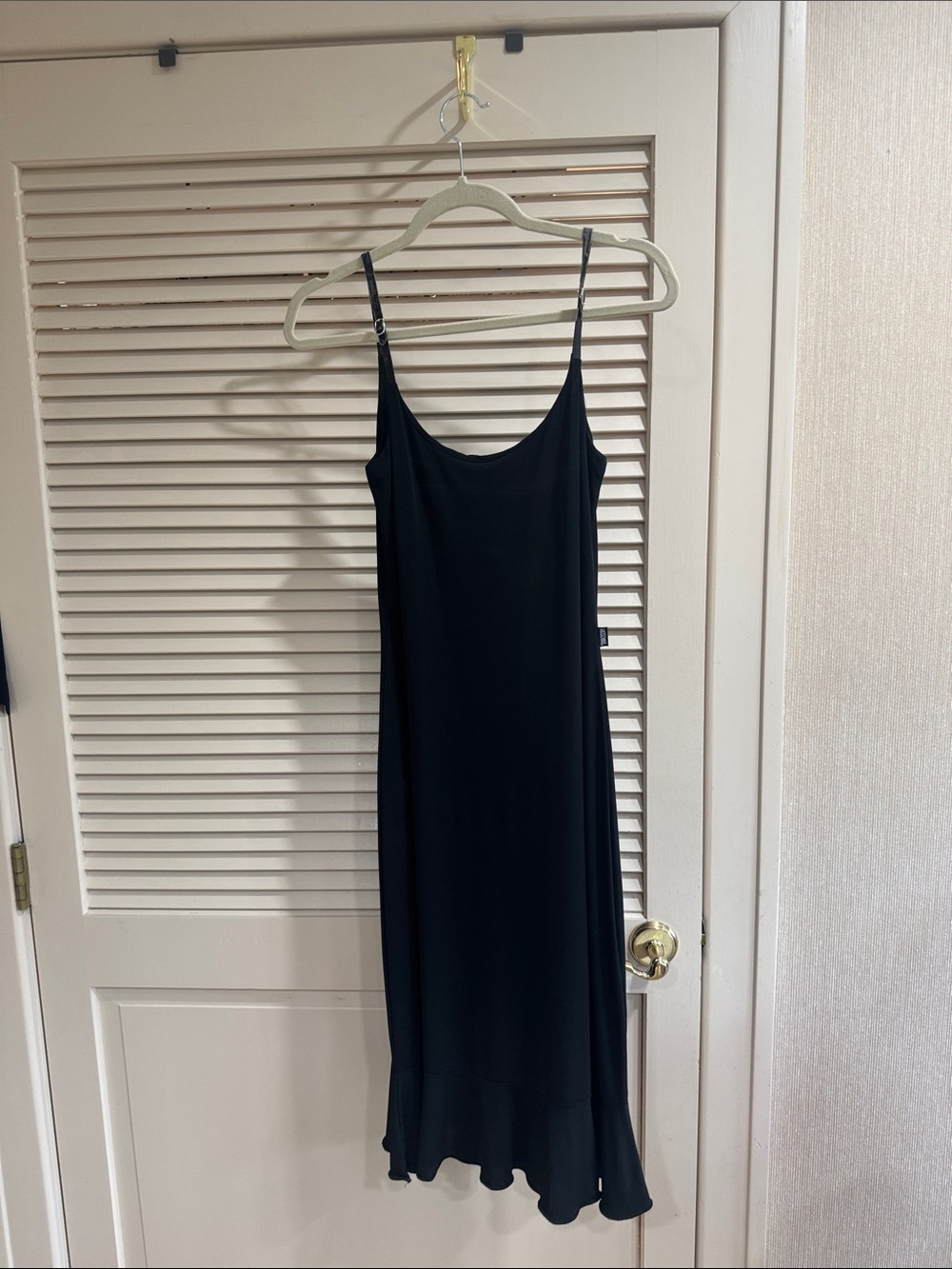 Moschino Black Midi Slip Dress with Ruffled Hem